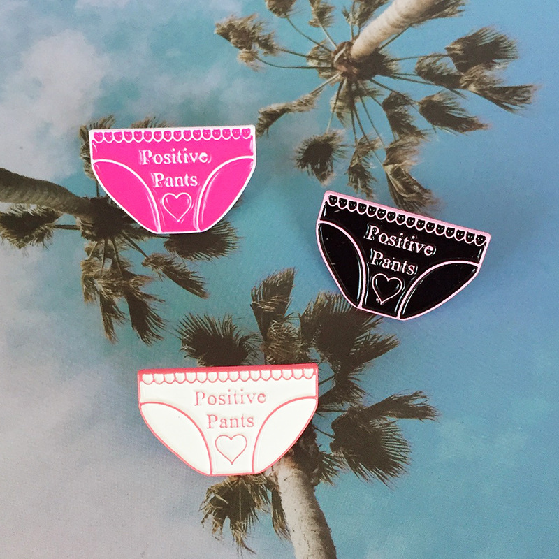 

Hot selling cute cartoon creative red white black women positive pants pin badge brooch 607 Z2