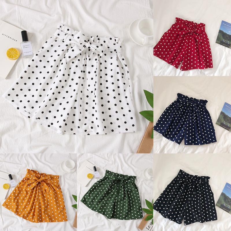 

Women's Shorts 2021 Summer Polka Dot Lace Casual High Waist Beach Elasticity Quality W508, Black