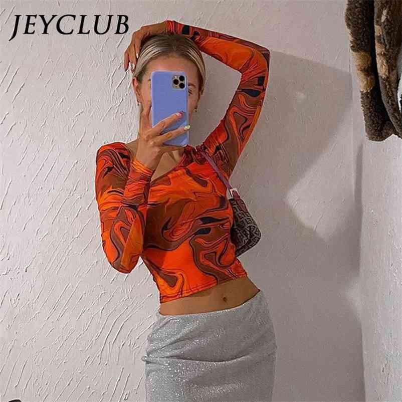 

Skew Collar Print Long Sleeve Skinny Crop Top Women Y2K Casual Summer Spring Aesthetic Harajuku Cut Out Bodycon Cropped T Shirt 210722, Orange