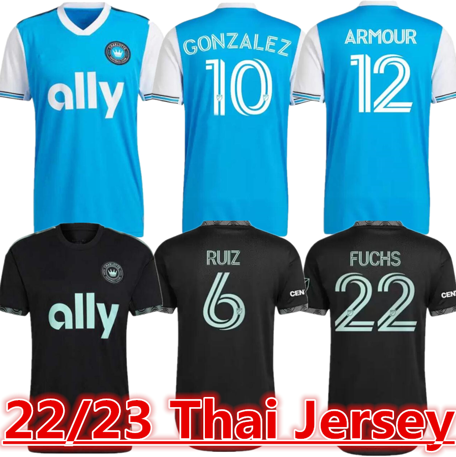 

2022 Newly Minted Charlotte FC Soccer Jersey Home away MLS 22 23 Ruiz Football Shirt Uniform ARMOUR BRANDT BRONICO ALCIVAR CORUJO FUCHS McGREE FANS PLAYER VERSION 888, Black