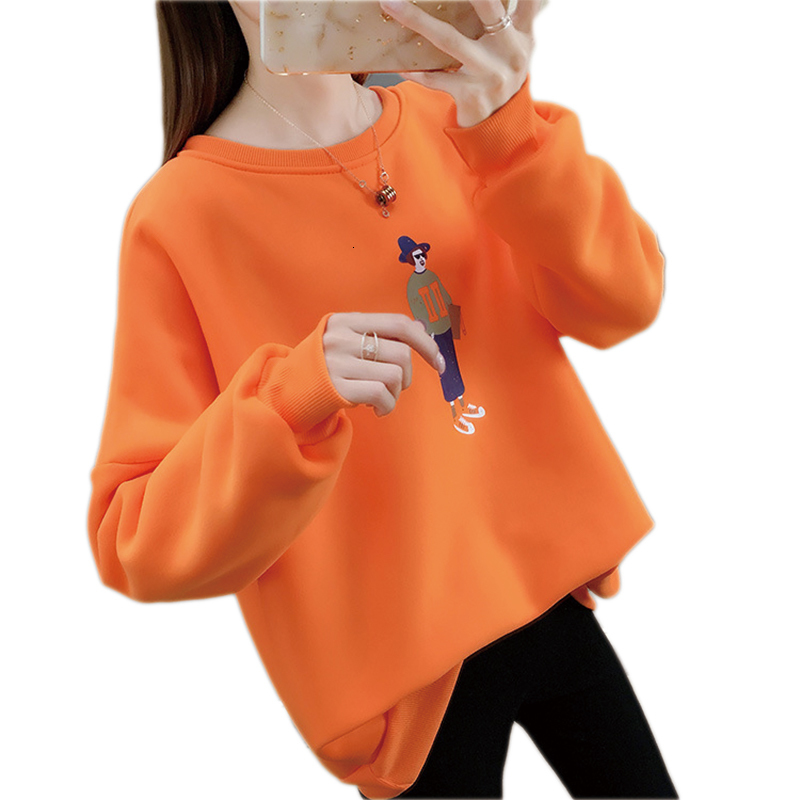 

2021 Autumn Winter Fashion o Neck Women's Casual New Fleece Cute Printing for Women Sweatshirt Rbnw, 03