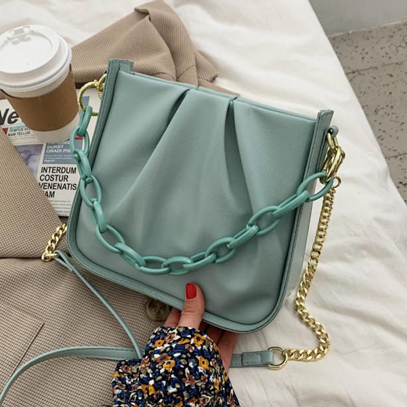 

Chain Bucket Bag Vintage 2021 Fashion New Quality PU Leather Women's Designer Handbag High Capacity Shoulder Messenger Bag, Beige