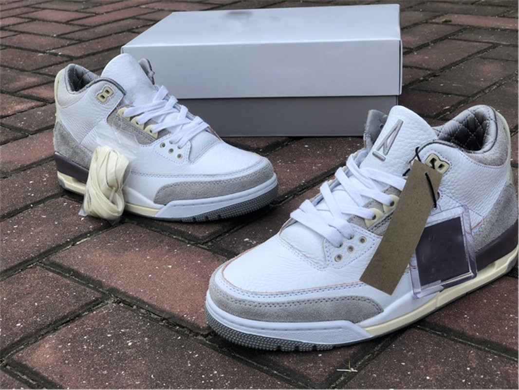 

2021 Release Authentic 3 A Ma Maniere 3s Man Outdoor Shoes White Medium Grey-Violet Ore-White DH3434-110 Retro Sport Sneakers With