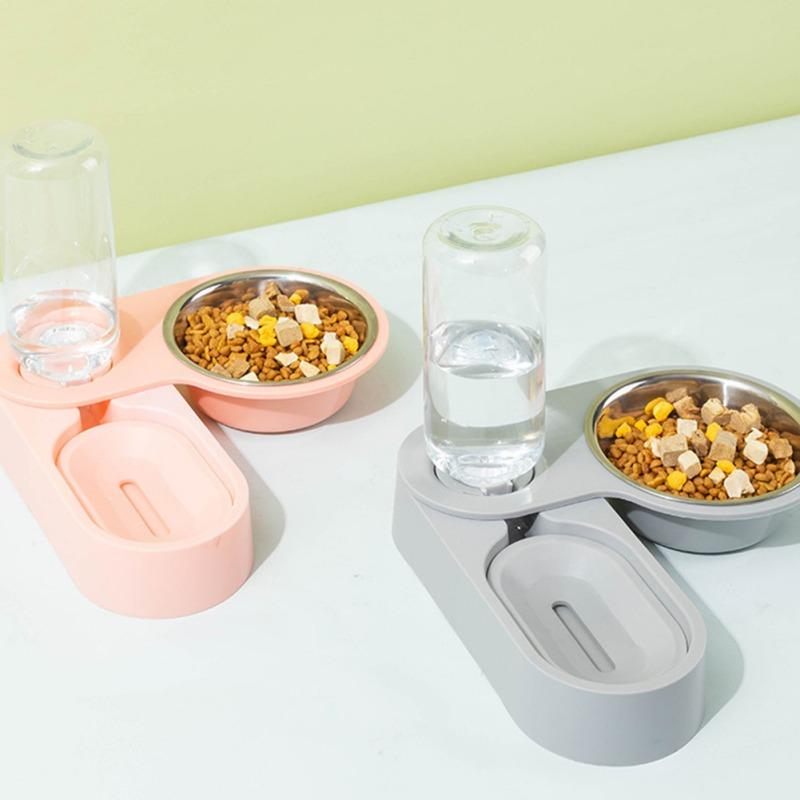 

Cat Bowls & Feeders Rotating 180Â°Automatic Pet Dogs Cats 500ML Drinking Water Bottle Dog Food Bowl Feeder Stainless Steel Single