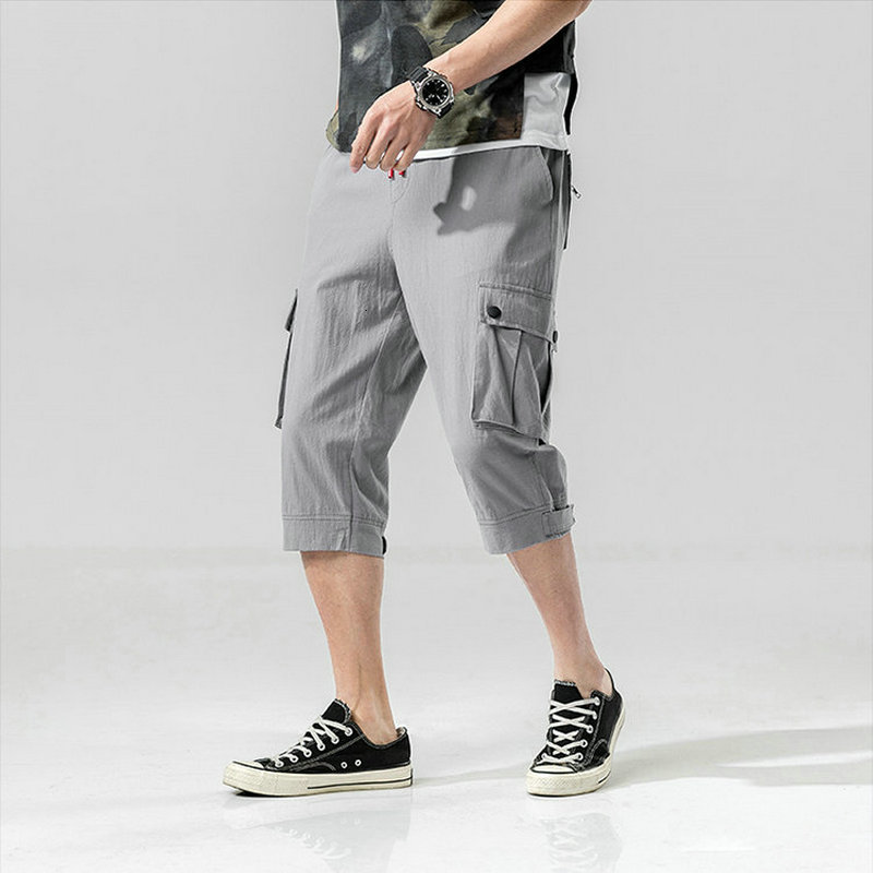 

2021 New of Cargo Men Layer Military Cotton Mens Fashion Summer Casual Cordon Solid Beef-length Pants 54jr, Khaki.