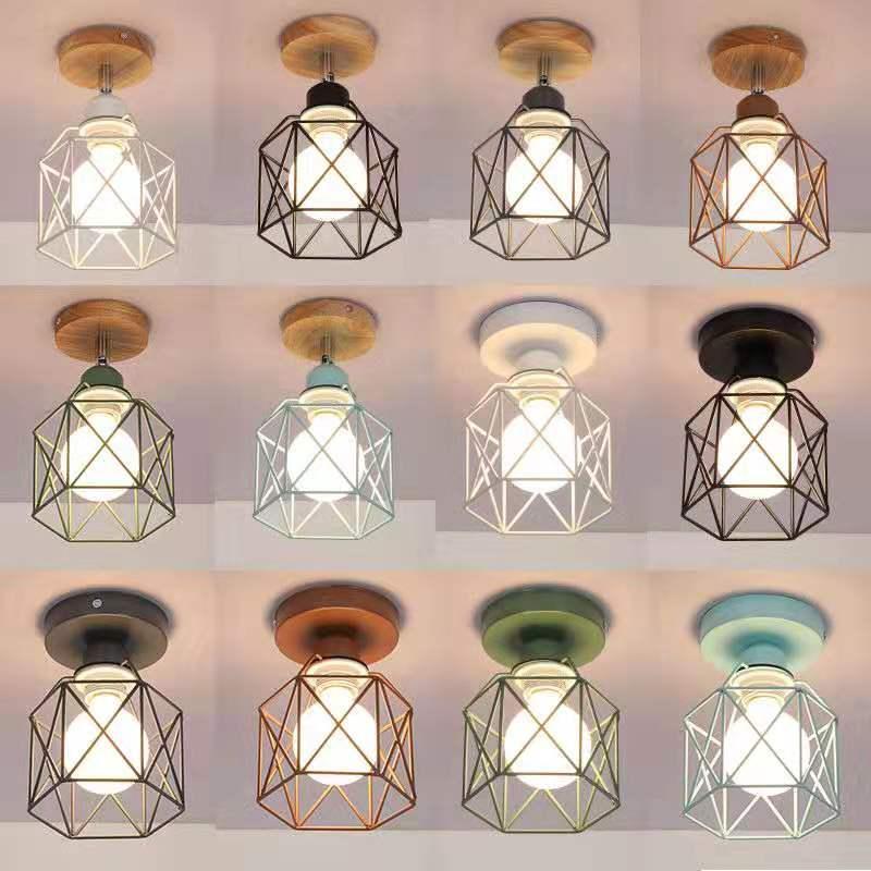 

Nordic Iron Ceiling Light Stand Modern Lamp Living Room Bedroom Kitchen Creative Colorful Iron Craft Light E27 LED 5W
