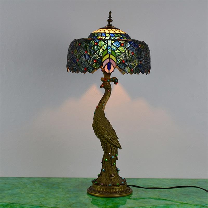 

Table Lamps 86LIGHT Tiffany Lamp Peacock Contemporary Retro Creative Decoration LED Light For Home