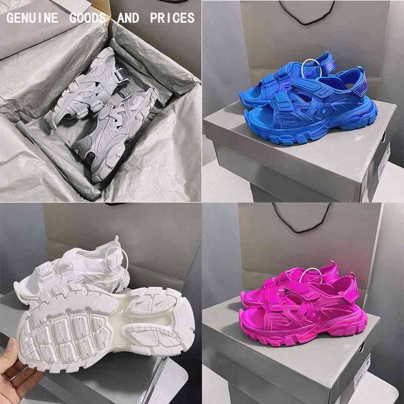 

2021 track sandals Platform Fashion men Women mens Sneakers slippers Pink White Black Blue Slides Beach Casual Shoes Thick bottomed