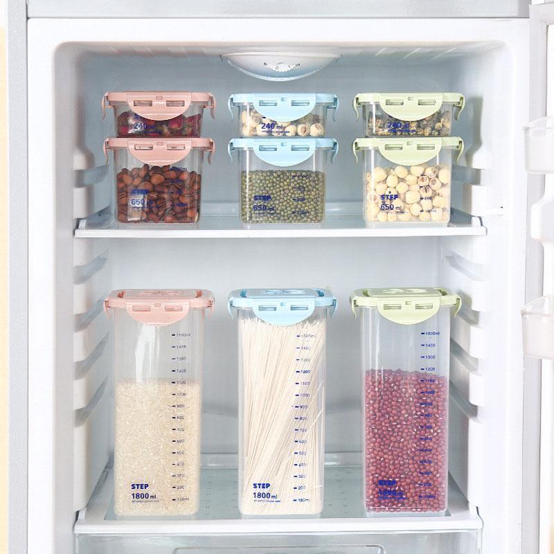 

Storage Bottles & Jars Household Square Grain Tank Snap-On Moisture-Proof Plastice Box Kitchen Desktop Organizer Transparent Containers
