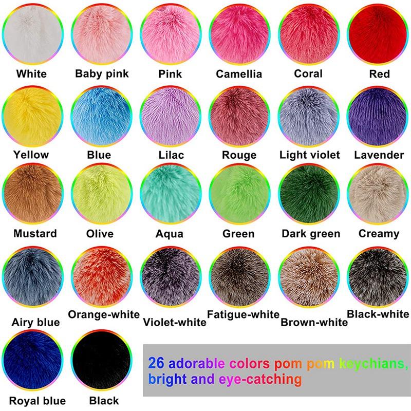 

Keychains 26Pcs Pom Poms Faux Fur Balls Keychain Fluffy With Hooks For Bag Accessories