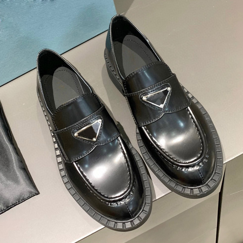 

New arrival women party shoes high quality leather shoe platform sandal Fashion business formal loafer social chunky shoes size35-40, Black
