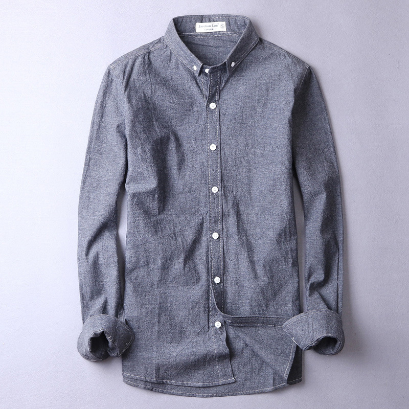 

2021 New Primavera e No Outono Tendncia Algodo Manga Longa Camisas De Linho Para Homens Marca Casual Camisa Masculina Xaaj, Dark blue