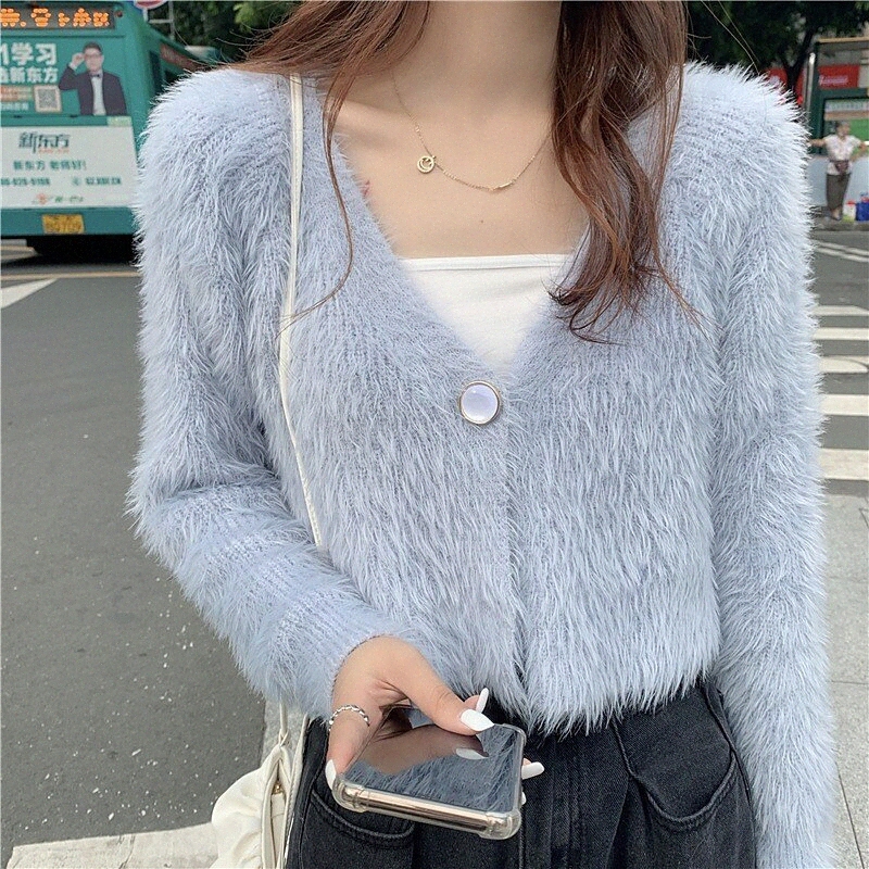 women's Sweater Cardigan Knitted Button Solid Color Stylish Casual Soft Long Sleeve Sweater Cardigans V Neck Fall Winter White Black Light B-image-756090149