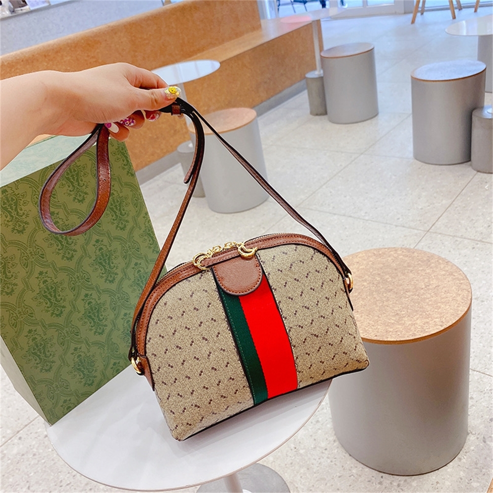 

Shell bag female new fashion casual shoulder simple texture style messenger Purse Outlet, Brown