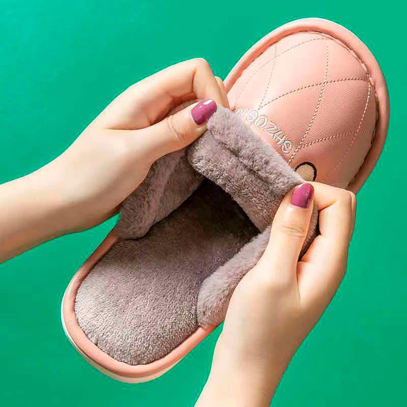 

Slippers Winter Women House Female Short Plush Warm Home Cotton Shoes Lady Comfortable Indoors Bedroom Shoe Floor Women's Flats, Gn