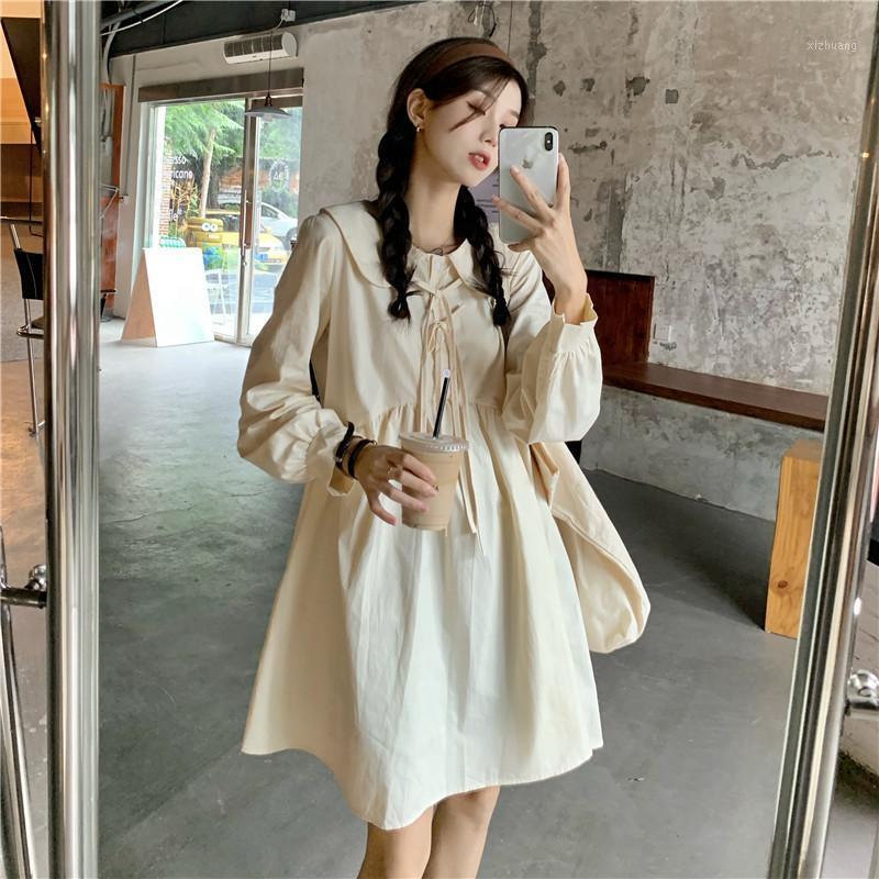 

Casual Dresses Early Autumn Dress Small Women' 2021 French Gentle Temperament Doll Neck Long Sleeve Short, See chart