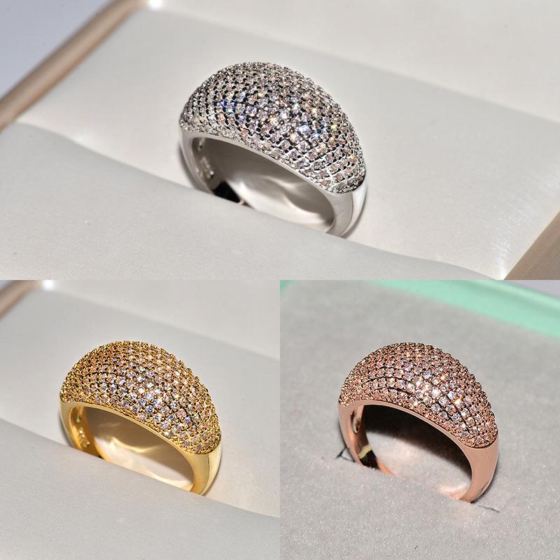 

Cluster Rings Hiphop/Rock 14K Rose Gold Ring Jewelry Origin Natural Moissanite Gemstone Bizuteria Invisible Setting Engagement Box, Golden;silver