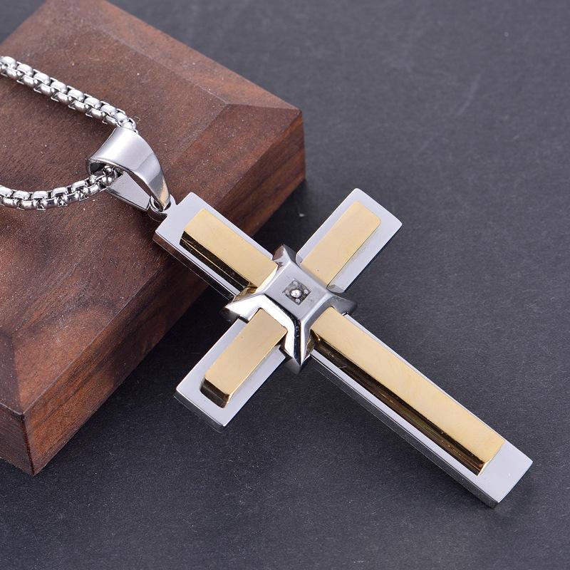 

Pendant Necklaces For Men Jesus Crystal Cross Necklace Gold Silver Color Fashion Jewelry