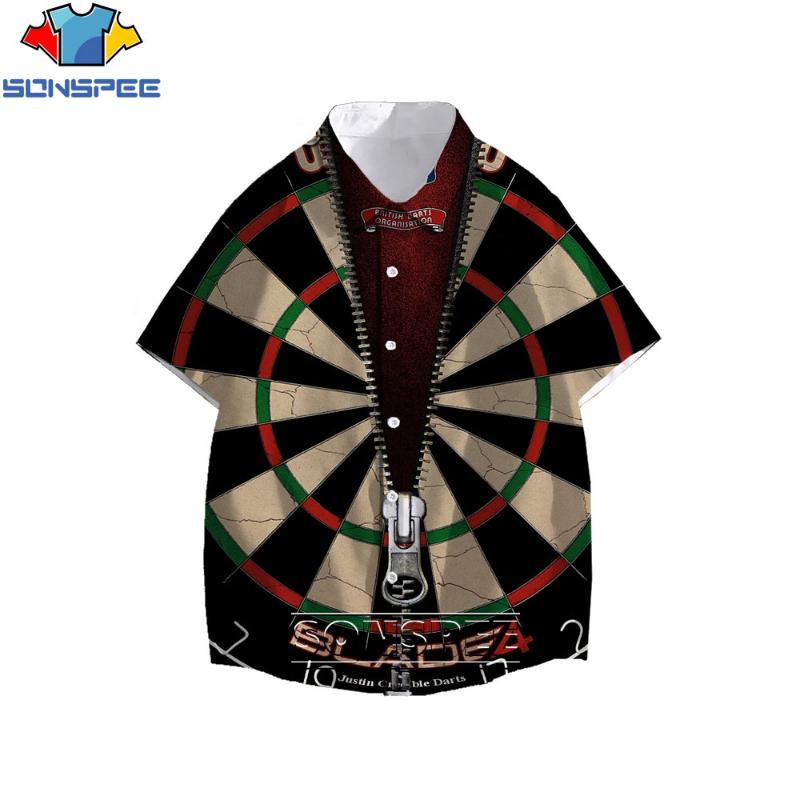 

Men' Casual Shirts SONSPEE Big Size Shirt 3D Round Shape Dart Board Darts Interesting Fashion Differentiation Summer Leisure Hawaiian, Taae36019