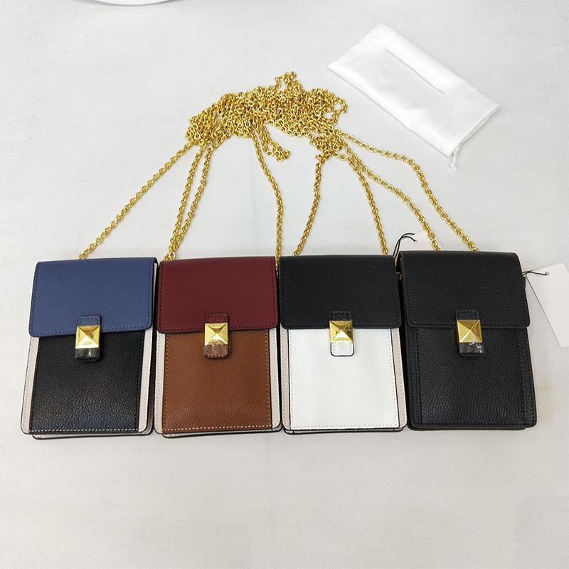 

2021 new genuine leather chain women's bag 2021 mobile phone bag single-shoulder diagonal cross envelope, Black
