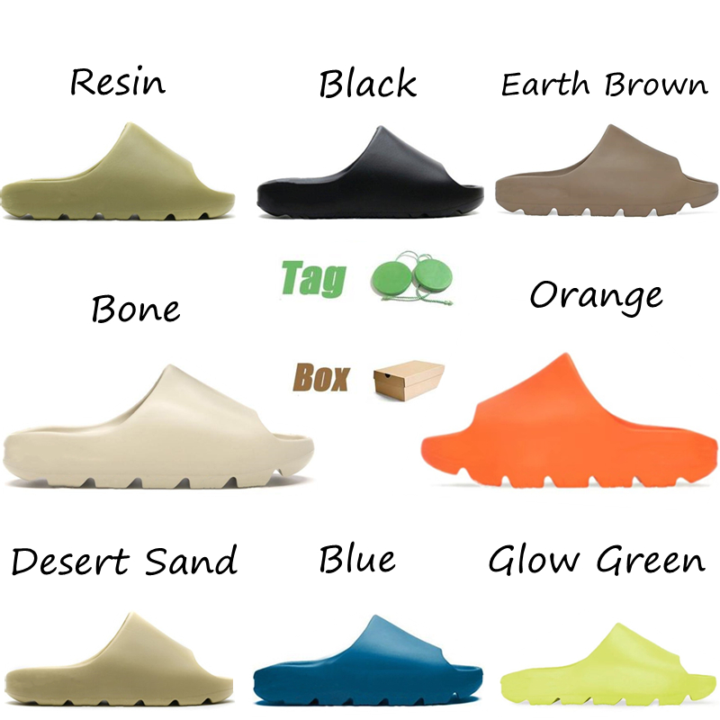 

With Box 2021 Slides Slippers Sandals men women Desert Sand Earth Brown Bone White Resin Foam Runner Slide outdoor Slipper size 35-47, Double box(buy separately;not deliver)