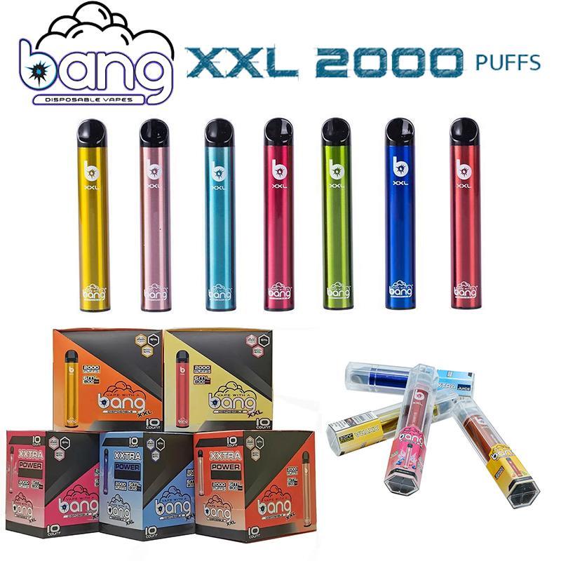 

Bang XXL XXtra Disaposable cigarettes Vape Pen Price 2000 Puffs 6.0ml 5% Capacity Free 800mah Battery 24 colour Vs air bar max puff pro
