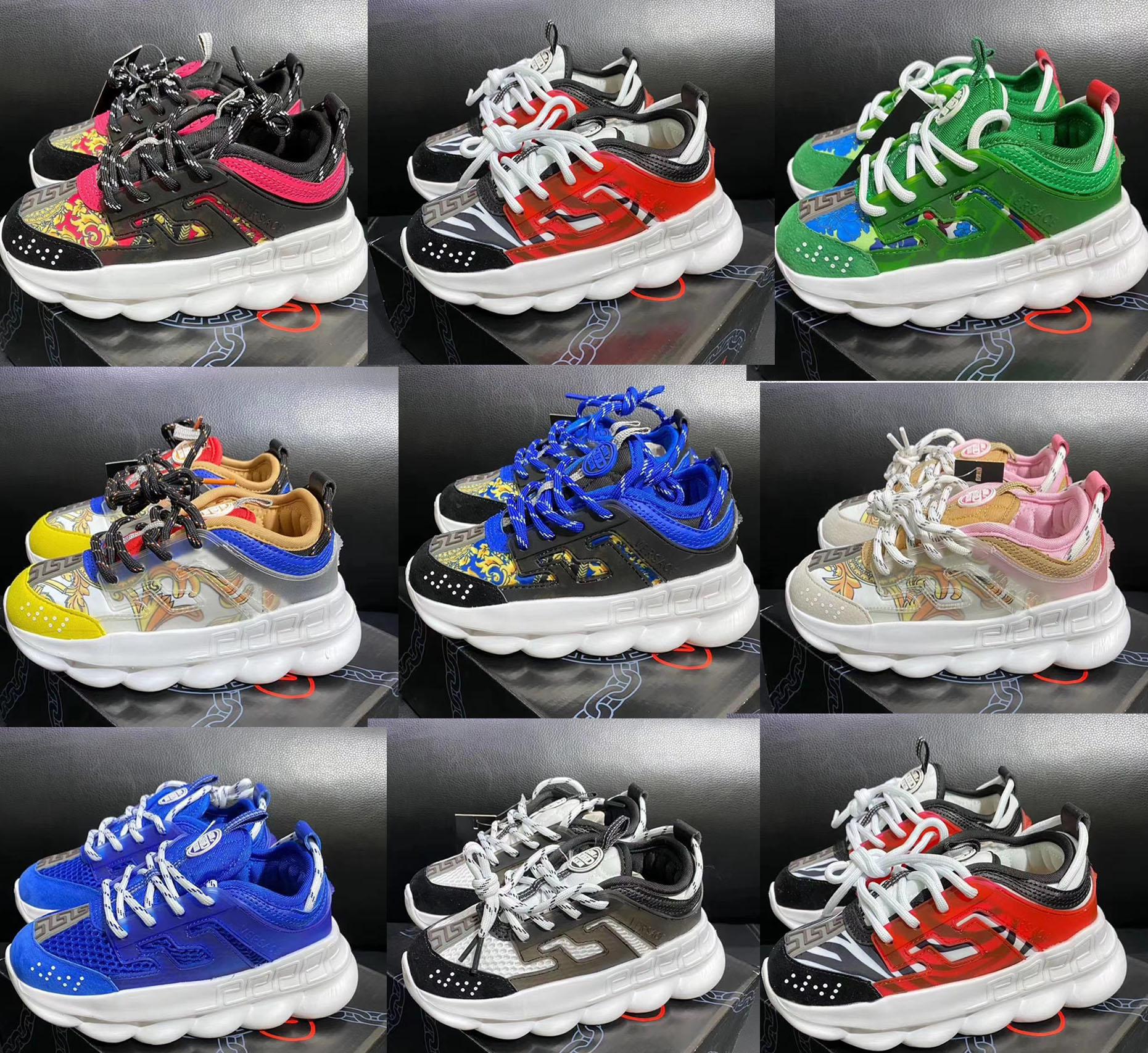 

2020 Infant Kids Running chained shoes Rubber 1 Suede Youth Junior sports trainers big small boy girl Children Link-Embossed one 26-37