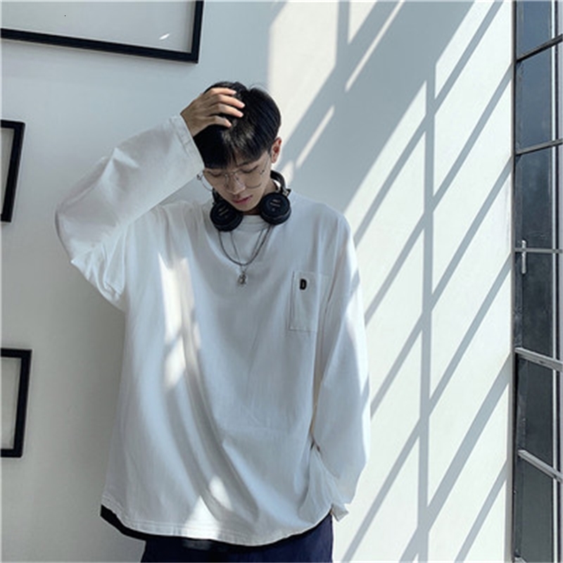 

2021 Men's Korean Version of the Trendy Slim Tops Autumn New Long-sleeved T-shirts 84gf