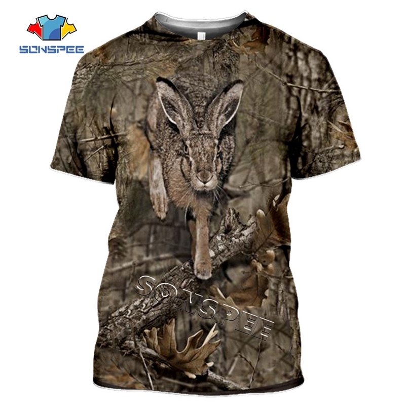 

SONSPEE Summer Casual Men t shirts Camo Hunting Animals Rabbit 3D T-shirt Fashion Streetwear Women Pullover Short sleeve Tee Top 210721, Style 01