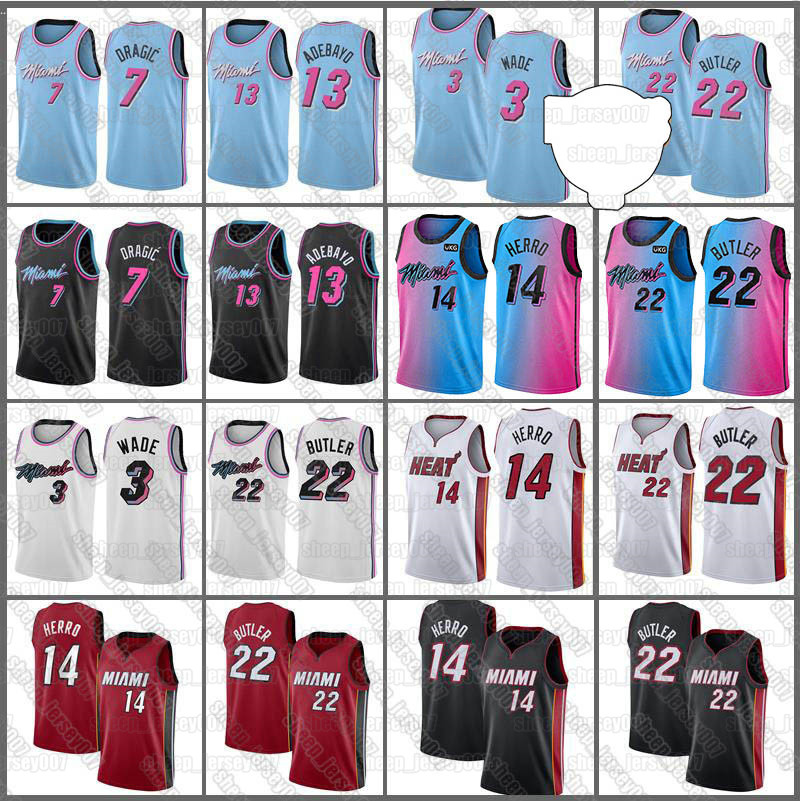 

Jimmy 22 Butler Miami Heat Tyler 14 Herro Dwyane 3 Wade Goran 7 Dragic Bam 13 Adebayo Jersey Duncan 55 Robinson Basketball top, Black;red