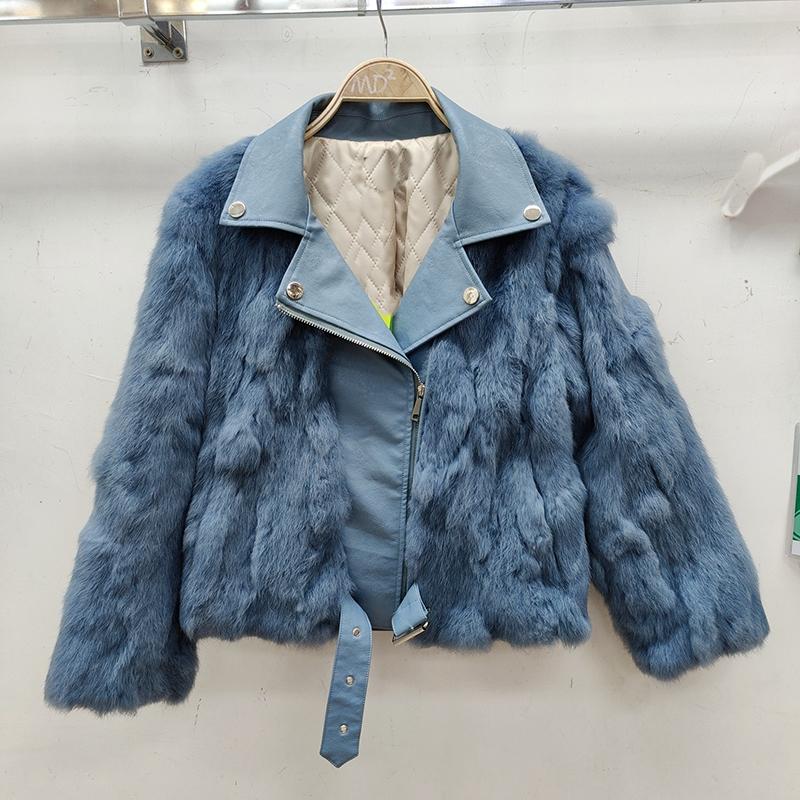 

Women's Fur & Faux Real Women 2021 Winter Thick Warm Outerwear Woman Coat Motorcycle Biker Leather Jacket, Beige