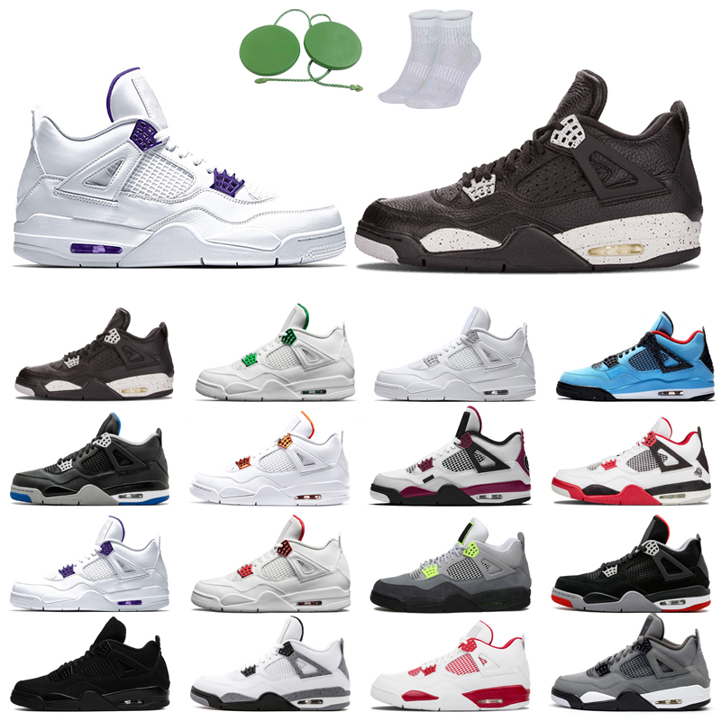 

4s man basketball shoes cool fashion color Black Cat court purple University Red Neon bred Alternate Motorsport orange metallic dark White Cement Grey Fire Light
