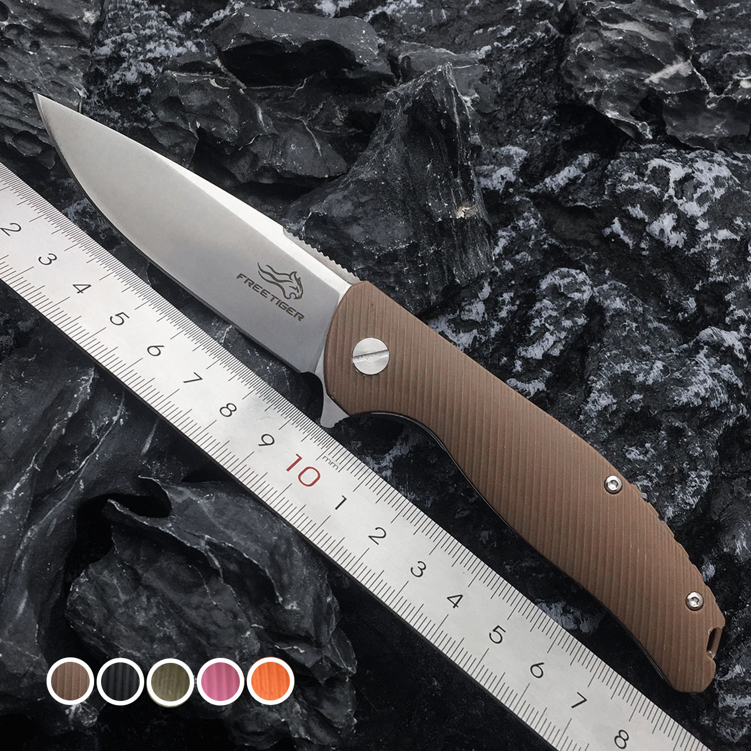 

FREETIGER FT801 Foding Knife 420 Bade Nyon Fiber Hande Ba Bearing Hunting Surviva Tactica cute pink pocket Knife EDC