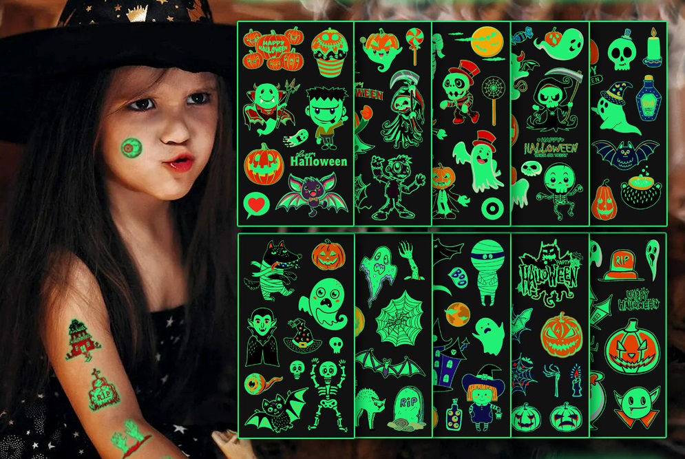 

Children Cartoon Luminous Halloween Tattoo Sticker Party Event Holiday Party Temporary Sticker