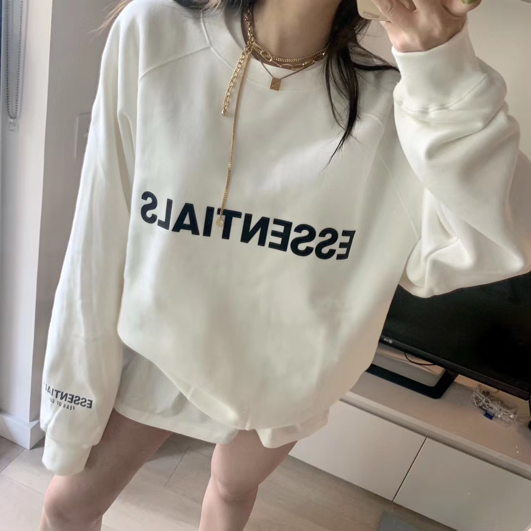 

2021 New Essentials Oversized Women/men Hip Hop Hoodies Women Pullovers Crewneck Sweatshirt Couple Dropshipping Zj0h, White