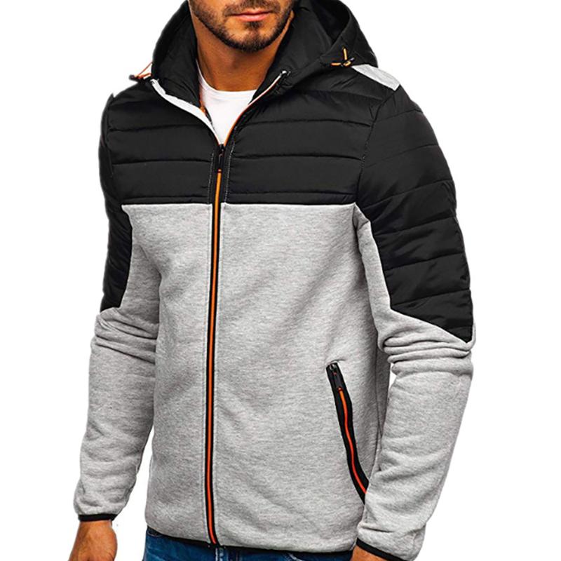 

Men's Jackets Men Jacket Fashion Color Patchwork Parkas Tops Mens Clothing Hooded Coat For Drawstring Zipper Pocket Hoodies Man, Black;brown