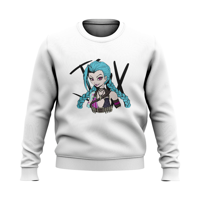 

Sweater Jinx 3D printing lol braided girl pattern casual party style top round neck high quality autumn and winter sweater, Black