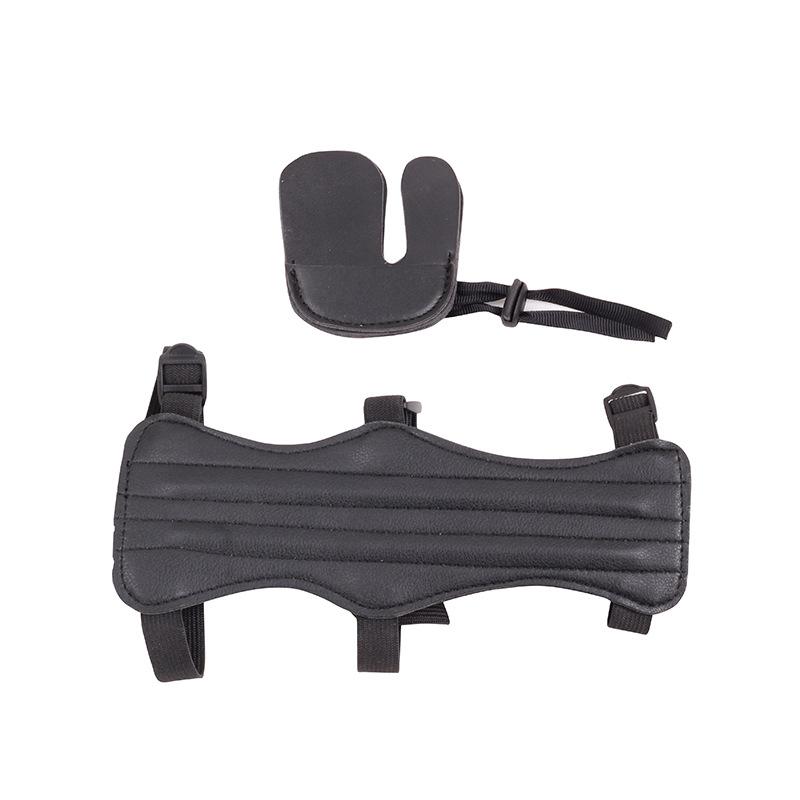 

Elbow & Knee Pads Leather Adjustable Archery For Hunting Practice Protection Safe Strap Armband Arm Guard Accessory, Protect finger