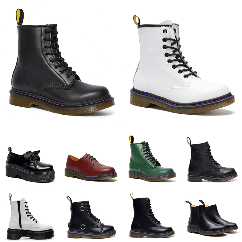 

men women Martin boots Smooth Leather Oxford Winter Shoes Ankle Half Black white Bordeaux Green Pumpkin Orange mens fashion platform boot si
