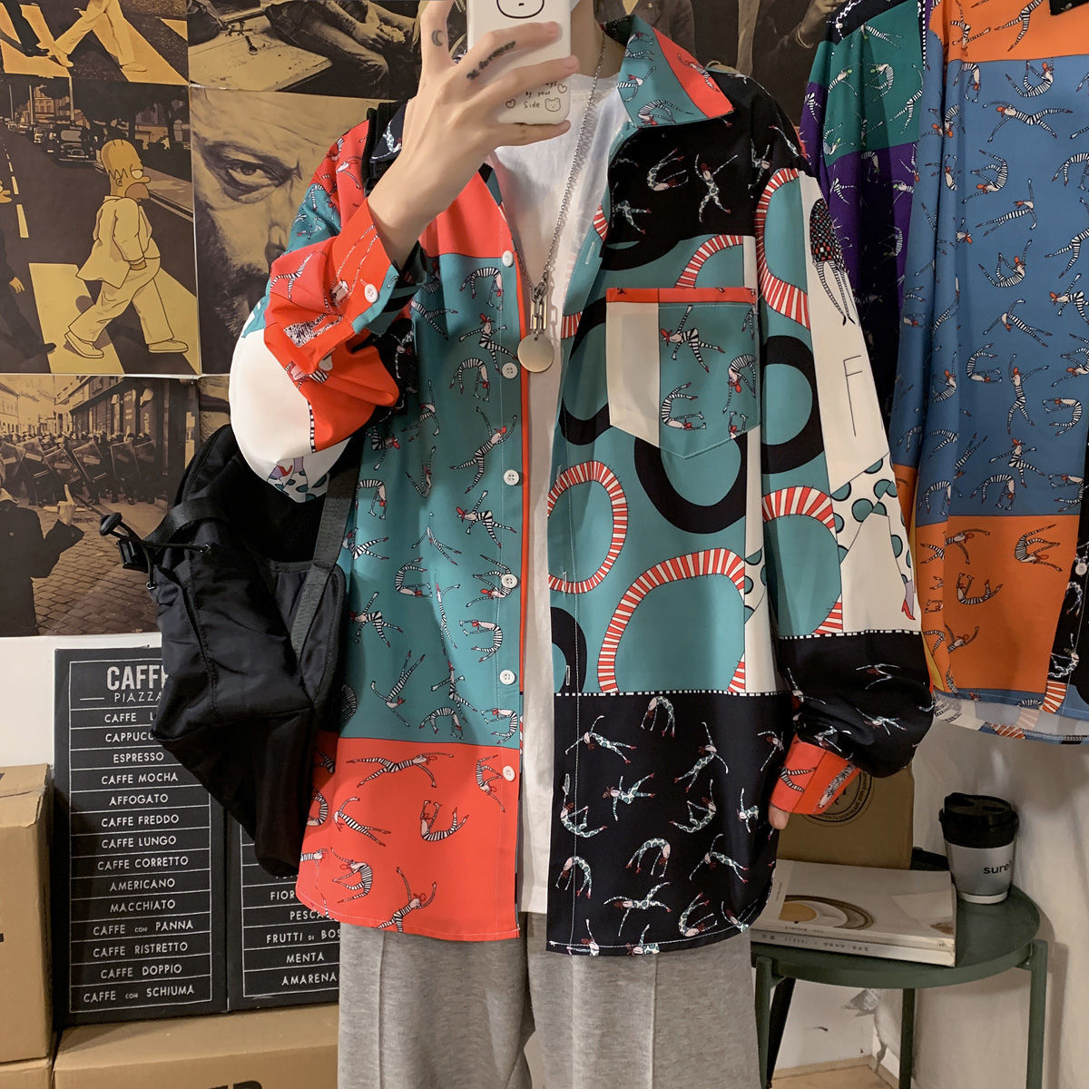 

2021 Men's New Fashion Floral Printing Hawaiian Shirt Long Sleeve Social Camisa Masculina Streetwear French Cuff Shirts M-5xl Ugx9, Purple