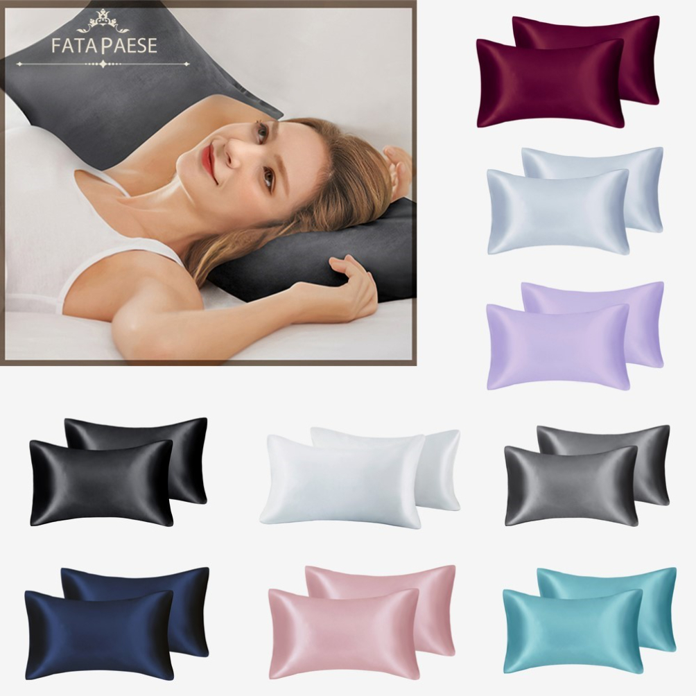 

Fata Paese silk Satin Pillow case for Hair and Skin Soft Breathable Smooth Both Sided silky Pillow cases Covers with Envelope Closure king Queen Standard Size HK0001, King(51x92 cm)