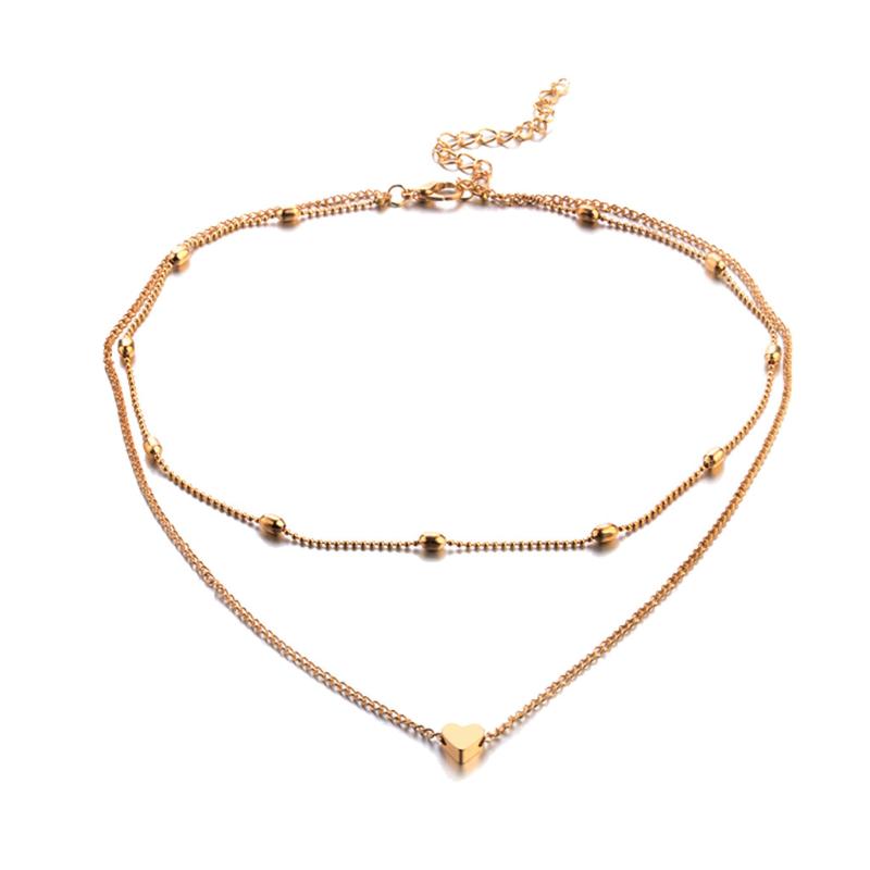 

Chains Simple Jewelry Retro Multilayer Ladies Gift Love Necklace Beads Vintage Bohemian Necklaces & Pendants, Silver