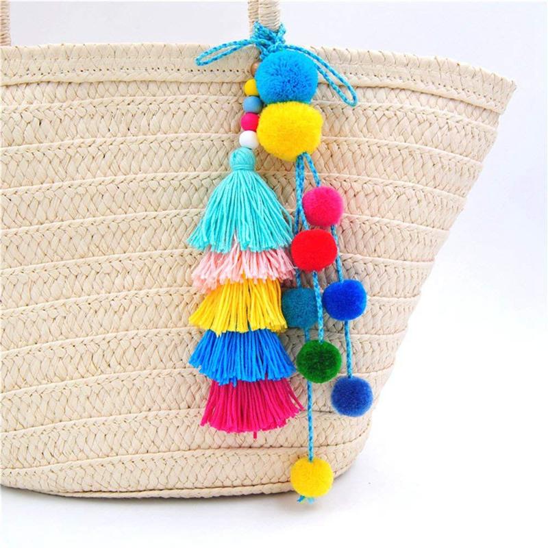 

Keychains Colorful Pompom Ball Tassel Pendant Handbag Ornaments Purse Charm Decor