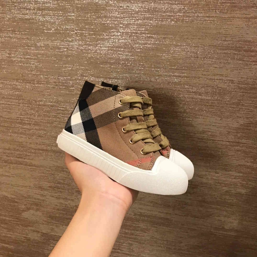 

Children's canvas shoes zipper High-quality kids shoes Original classic check fabric Rubber shoe non-slip sole Anti-kick toe cap size 26-35, 06
