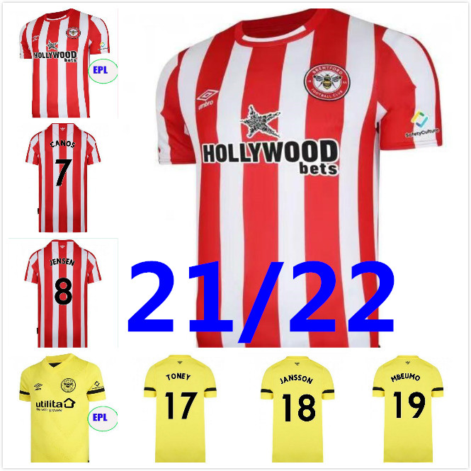 

21 22 Brentford FC home Soccer Jerseys TONEY 2021 2022 JANSSON MBEUMO CANOS JENSEN Football Shirt DASILVA FORSS JANELT ROERSLEV BIDSTRUP