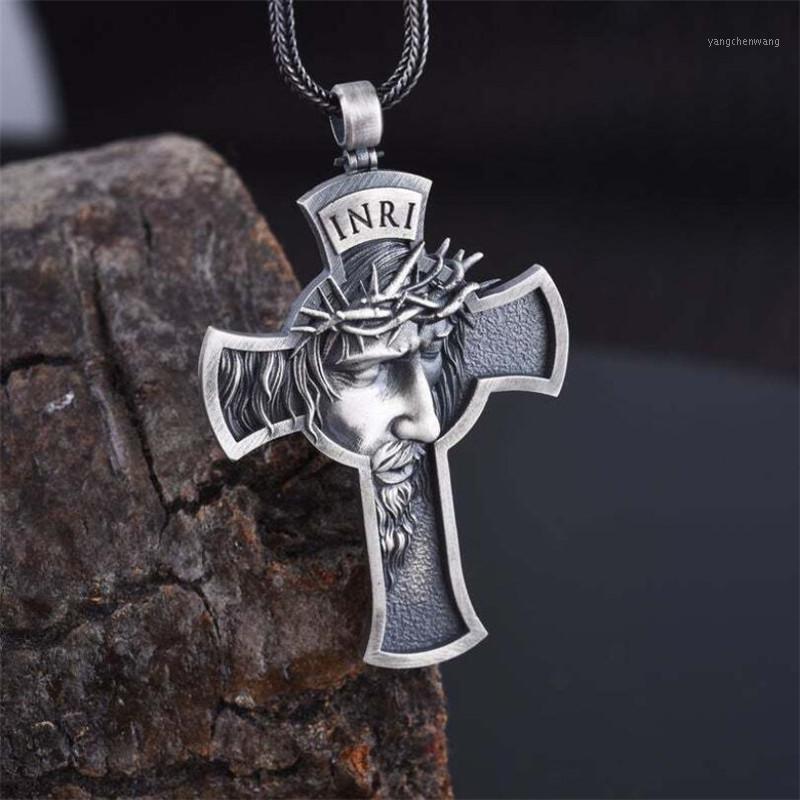 

Fashion Creative Crown Of Thorns Jesus Cross Religious Necklace Men's Pendant Retro Domineering Gift Wholesale Chains