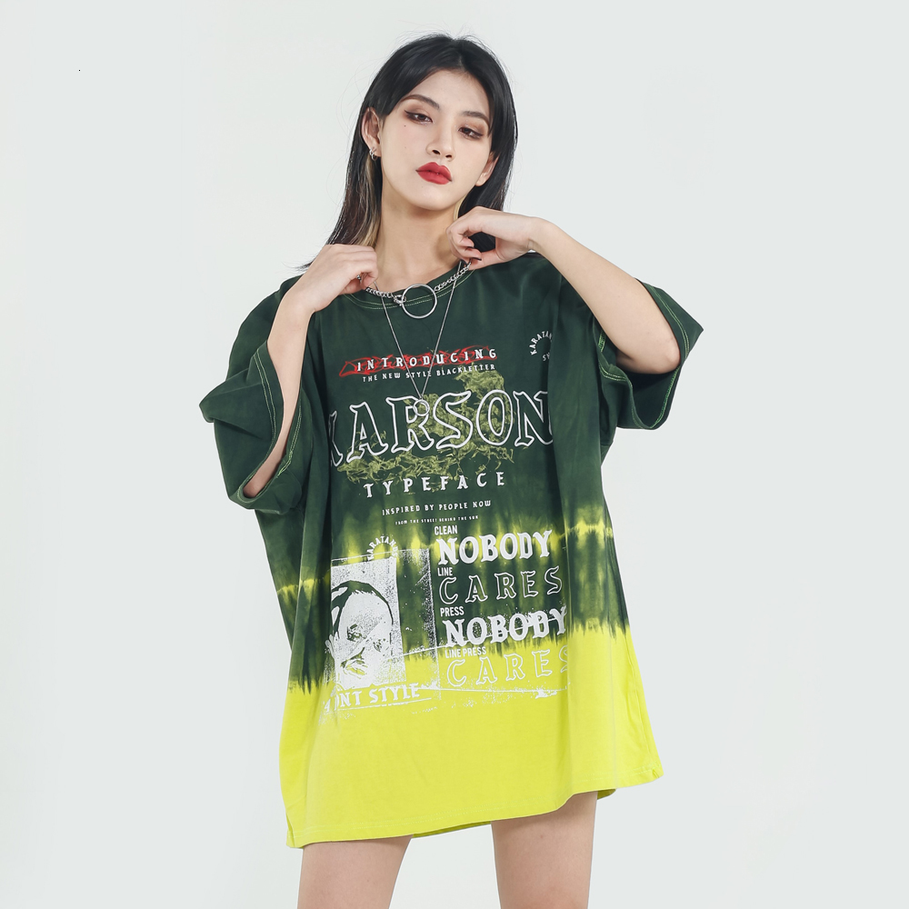 

2021 New Color Block Tees Japanese Cartoon Graphic Women Goth Clothes Harajuku Shirts Streetwear Sunmer Tops 6y1p, Green