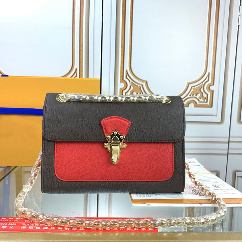 

M41730 M41731 women VICTOIRE shoulder bag luxurys designer classic metal buckle fashion lady leather messenger bags purse flap with chains handbag, Black