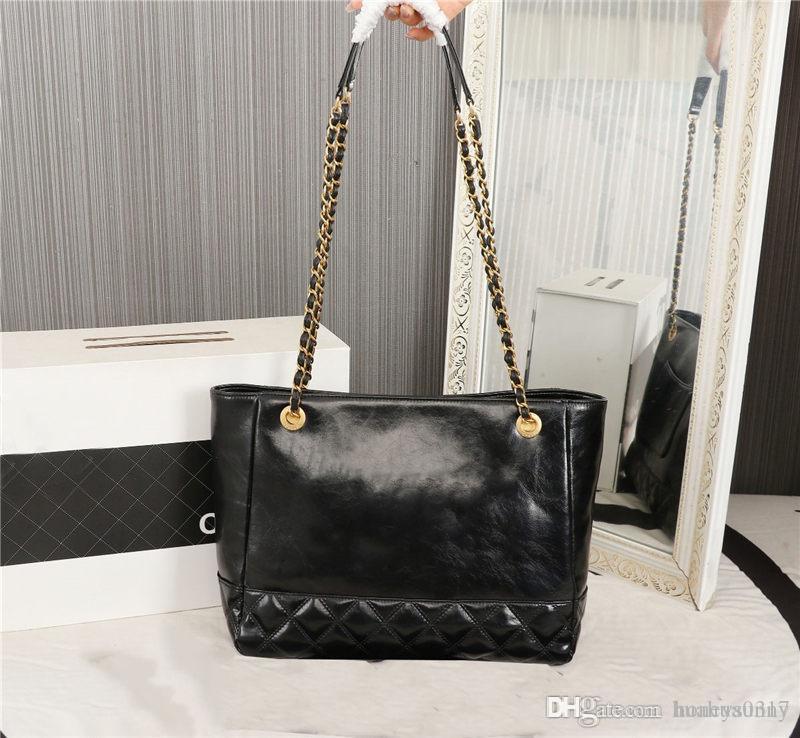

Chain Shoulder Tote Bag Purse Black Caviar Skin Leather Size:36*27*13CM