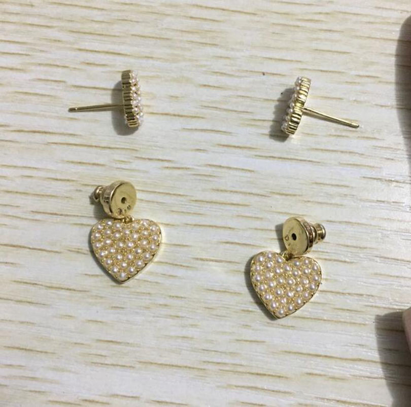 

Luxury Designer Love Heart Dangle Stud Earrings Fashion Gold Letter Earring Eardrop For Women Lady Party Wedding Jewelry Gift With Box, Golden;silver